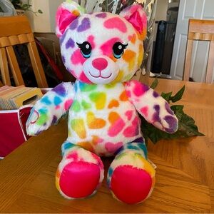 Build A Bear Rainbow Heart Cat Plush